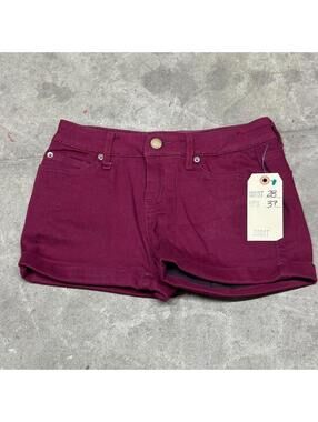 Vintage Film Costume Y2K Burgundy Low-Rise Denim Shorts sz 9